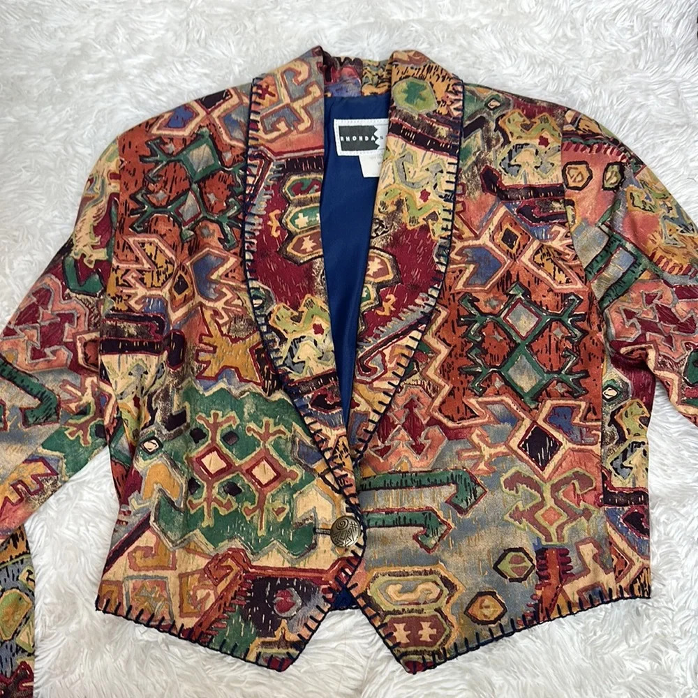 Vintage Rhonda Stark Hand stitched Western Style Crop Jacket - Picture 2 of 10